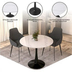 Bristol 35 Round Dining Table for 4 with Sintered Stone Tabletop in Black Base for Kitchen & Dining Room