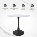 Bristol 35 Round Dining Table for 4 with Sintered Stone Tabletop in Black Base for Kitchen & Dining Room