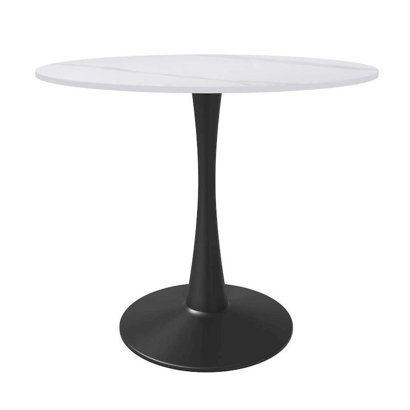Bristol 35 Round Dining Table for 4 with Sintered Stone Tabletop in Black Base for Kitchen & Dining Room