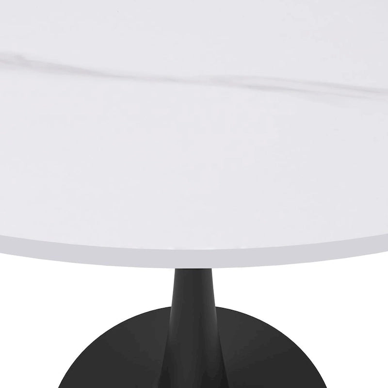 Bristol 35 Round Dining Table for 4 with Sintered Stone Tabletop in Black Base for Kitchen & Dining Room