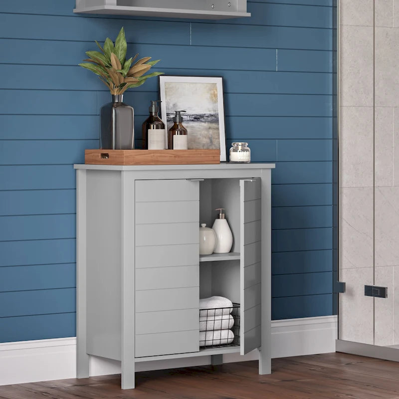 Two-Door Bathroom & Laundry Storage Cabinet with Adjustable Shelf