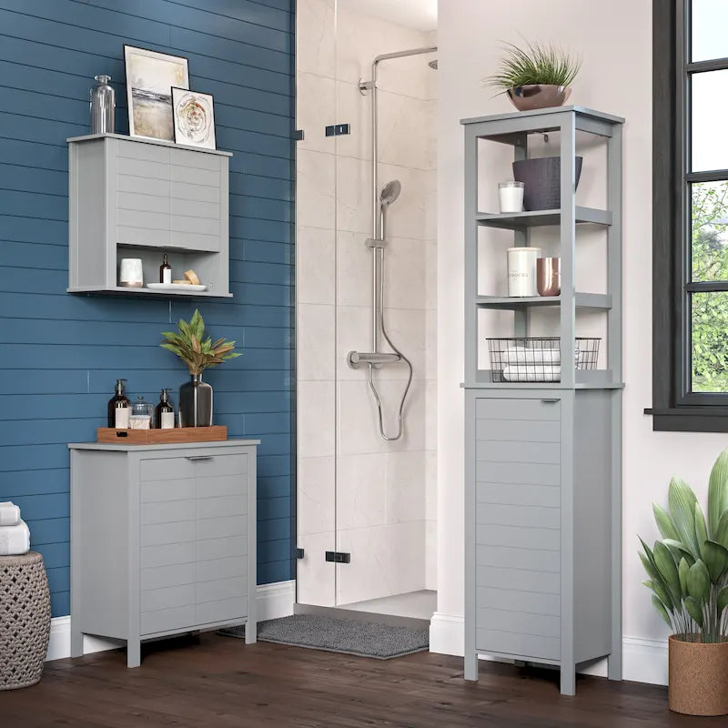 Two-Door Bathroom & Laundry Storage Cabinet with Adjustable Shelf