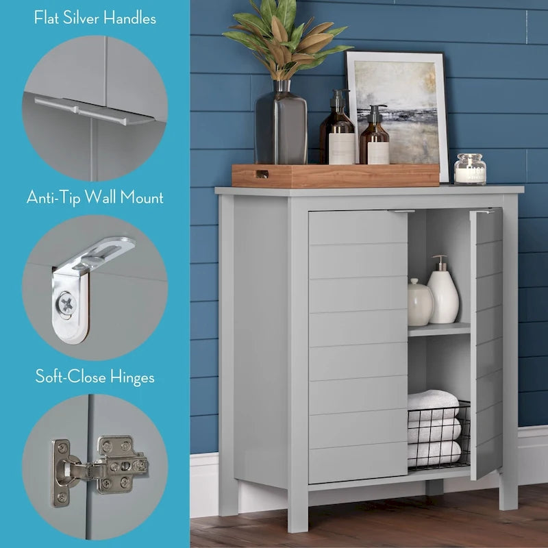 RiverRidge Madison Two-Door Bathroom and Laundry Storage Cabinet with Adjustable Shelf - N/A