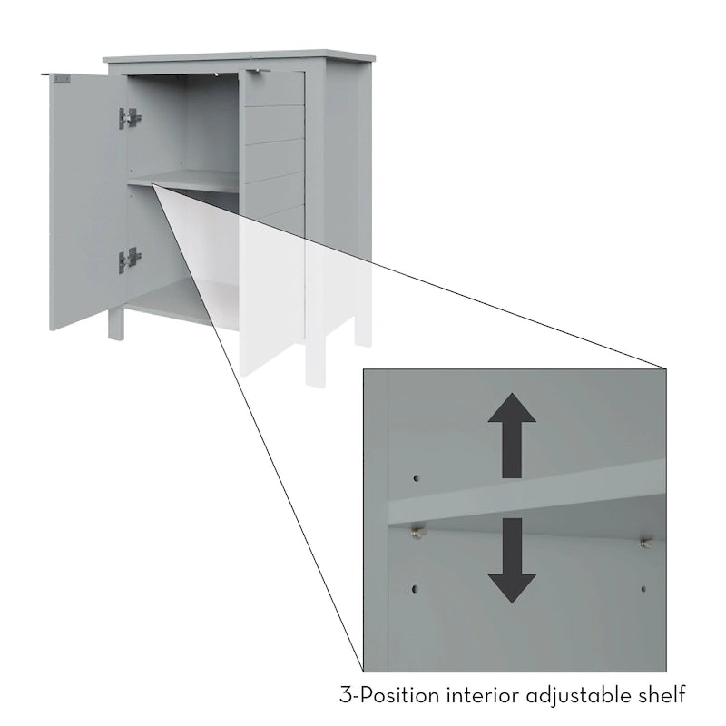 Two-Door Bathroom & Laundry Storage Cabinet with Adjustable Shelf