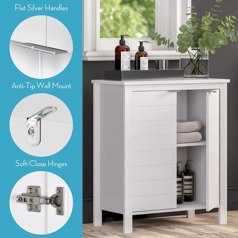 Two-Door Bathroom & Laundry Storage Cabinet with Adjustable Shelf