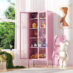 67 Tall Glass Curio Display Cabinet with Glass Doors and 4 Adjustable Shelves