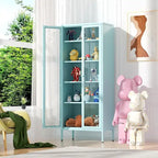 67 Tall Glass Curio Display Cabinet with Glass Doors and 4 Adjustable Shelves