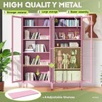 67 Tall Glass Curio Display Cabinet with Glass Doors and 4 Adjustable Shelves