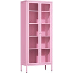 67 Tall Glass Curio Display Cabinet with Glass Doors and 4 Adjustable Shelves