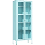 67 Tall Glass Curio Display Cabinet with Glass Doors and 4 Adjustable Shelves