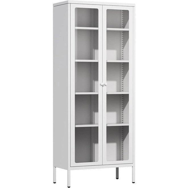 67 Tall Glass Curio Display Cabinet with Glass Doors and 4 Adjustable Shelves