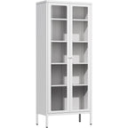 67 Tall Glass Curio Display Cabinet with Glass Doors and 4 Adjustable Shelves