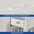 47in Kitchen Island with Drop Leaf, 2 Bar Stools, Power Outlets, Lockable Wheels & Storage Cabinet