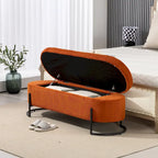 Corduroy Upholstered Storage Ottoman Bench with Safety Hinge and Metal Legs, Bedroom or Entryway