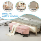 Corduroy Upholstered Storage Ottoman Bench with Safety Hinge and Metal Legs, Bedroom or Entryway