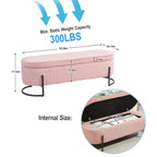 Corduroy Upholstered Storage Ottoman Bench with Safety Hinge and Metal Legs, Bedroom or Entryway