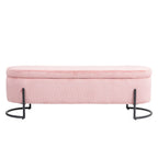 Corduroy Upholstered Storage Ottoman Bench with Safety Hinge and Metal Legs, Bedroom or Entryway