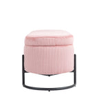 Corduroy Upholstered Storage Ottoman Bench with Safety Hinge and Metal Legs, Bedroom or Entryway