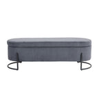 Corduroy Upholstered Storage Ottoman Bench with Safety Hinge and Metal Legs, Bedroom or Entryway