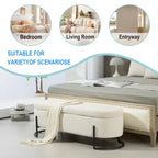Corduroy Upholstered Storage Ottoman Bench with Safety Hinge and Metal Legs, Bedroom or Entryway