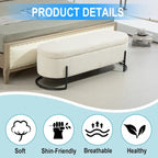 Corduroy Upholstered Storage Ottoman Bench with Safety Hinge and Metal Legs, Bedroom or Entryway