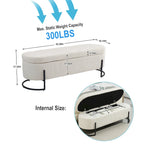 Corduroy Upholstered Storage Ottoman Bench with Safety Hinge and Metal Legs, Bedroom or Entryway