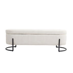 Corduroy Upholstered Storage Ottoman Bench with Safety Hinge and Metal Legs, Bedroom or Entryway