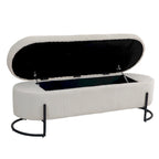 Corduroy Upholstered Storage Ottoman Bench with Safety Hinge and Metal Legs, Bedroom or Entryway