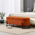 Corduroy Upholstered Storage Ottoman Bench with Safety Hinge and Metal Legs, Bedroom or Entryway
