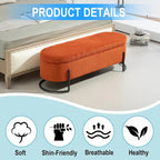 Corduroy Upholstered Storage Ottoman Bench with Safety Hinge and Metal Legs, Bedroom or Entryway