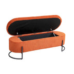 Corduroy Upholstered Storage Ottoman Bench with Safety Hinge and Metal Legs, Bedroom or Entryway