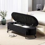 Corduroy Upholstered Storage Ottoman Bench with Safety Hinge and Metal Legs, Bedroom or Entryway
