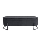 Corduroy Upholstered Storage Ottoman Bench with Safety Hinge and Metal Legs, Bedroom or Entryway