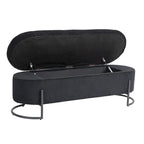 Corduroy Upholstered Storage Ottoman Bench with Safety Hinge and Metal Legs, Bedroom or Entryway