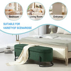 Corduroy Upholstered Storage Ottoman Bench with Safety Hinge and Metal Legs, Bedroom or Entryway